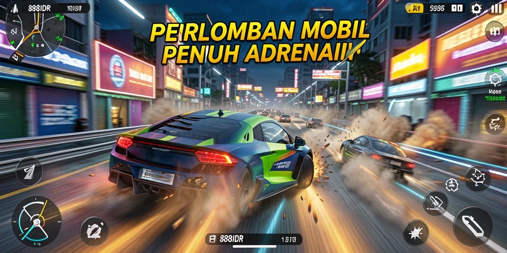 Tampilan gameplay Racing yang mendebarkan dan cepat dari 888IDR.