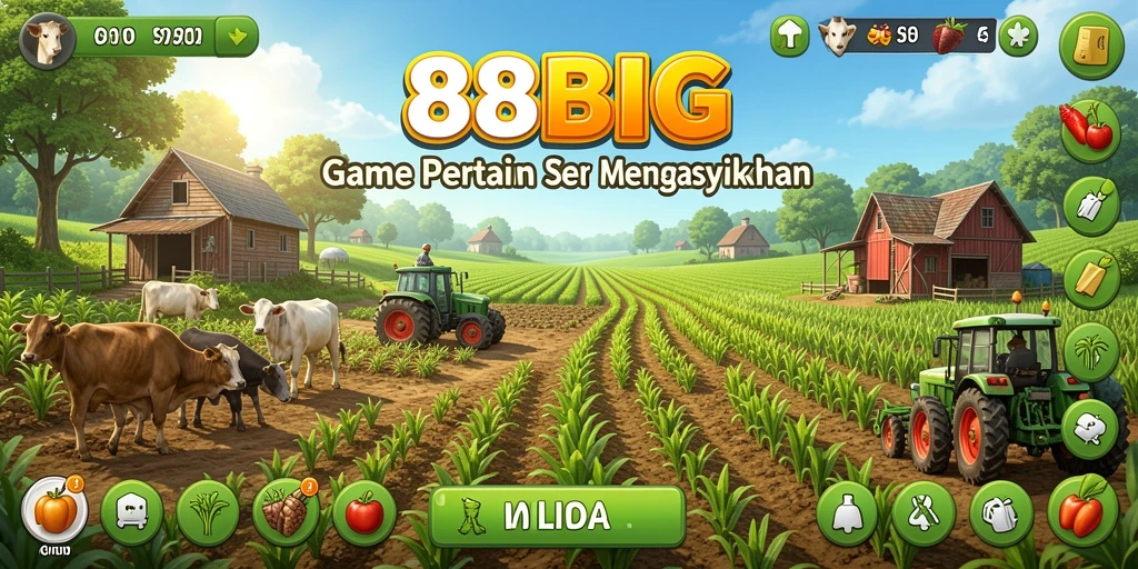 Screenshot gameplay <strong>88BIG</strong> menampilkan aktivitas bertani yang menyenangkan.