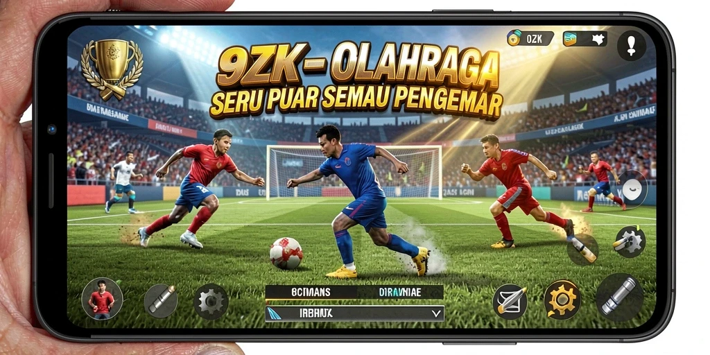 Screenshot gameplay <strong>9ZK</strong> menampilkan aksi seru di pertandingan olahraga.