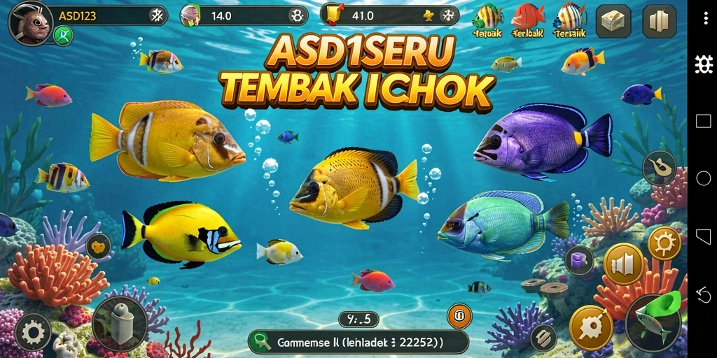 Tampilan gameplay seru dalam ASD123 saat menembak ikan.