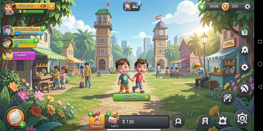Screenshot utama D06 menunjukkan gameplay simulasi yang interaktif.