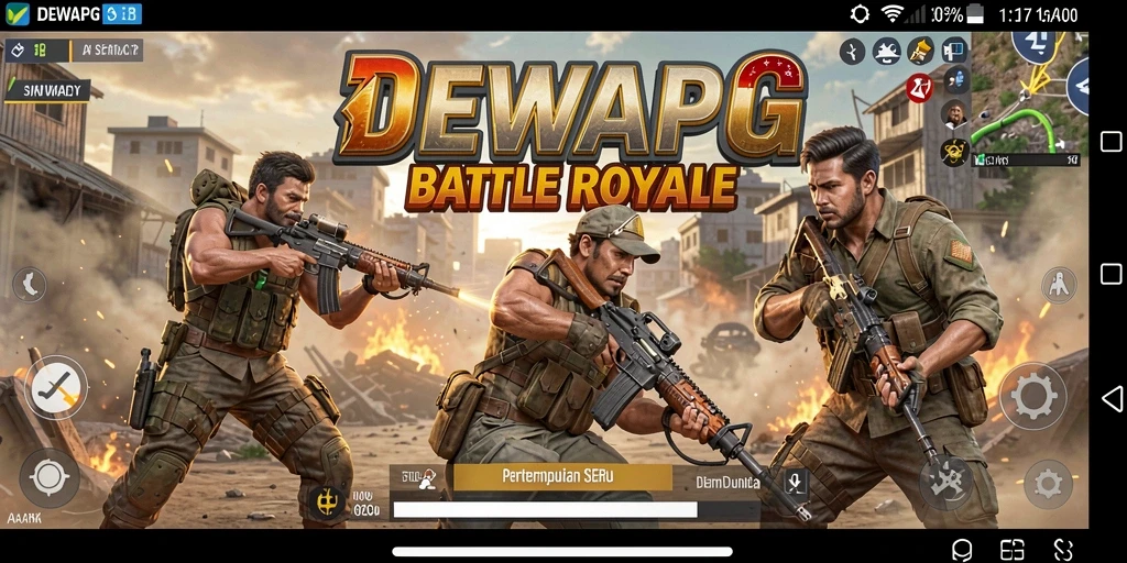 Tampilan utama gameplay DEWAPG yang menegangkan dalam Battle Royale.