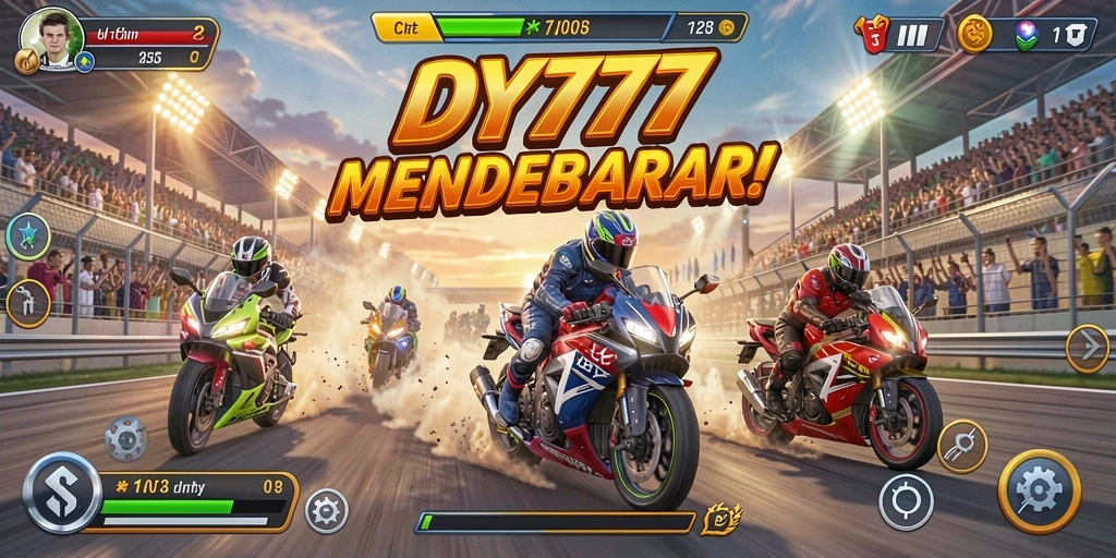 Tampilan menawan dari gameplay balapan motor di DY777.