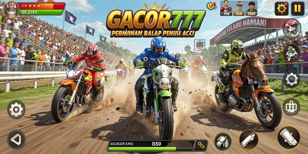 Screenshot GACOR777 menampilkan aksi balap yang mendebarkan.