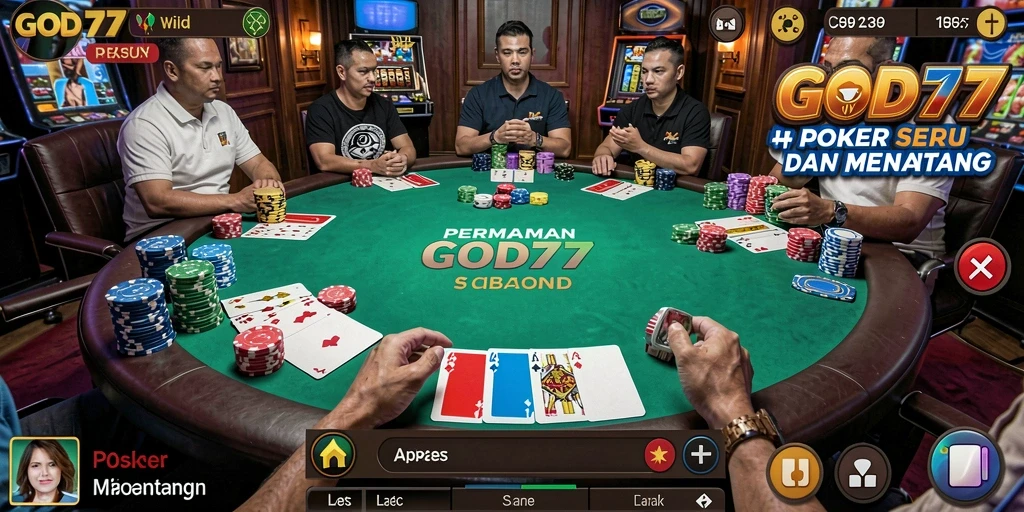 GOD77 memperlihatkan gameplay poker yang seru dan kompetitif.