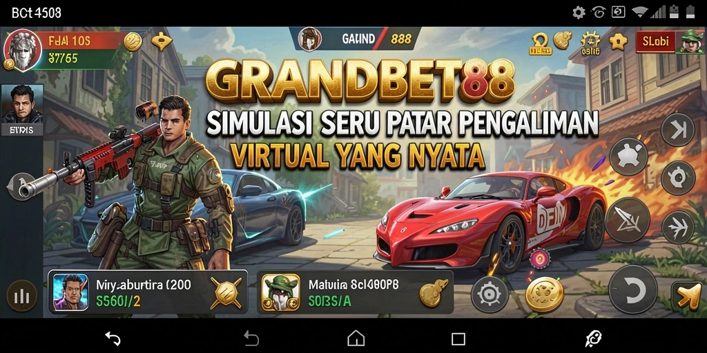 Screenshot gameplay GRANDBET88 menunjukkan dunia simulasi yang kaya dan interaktif.
