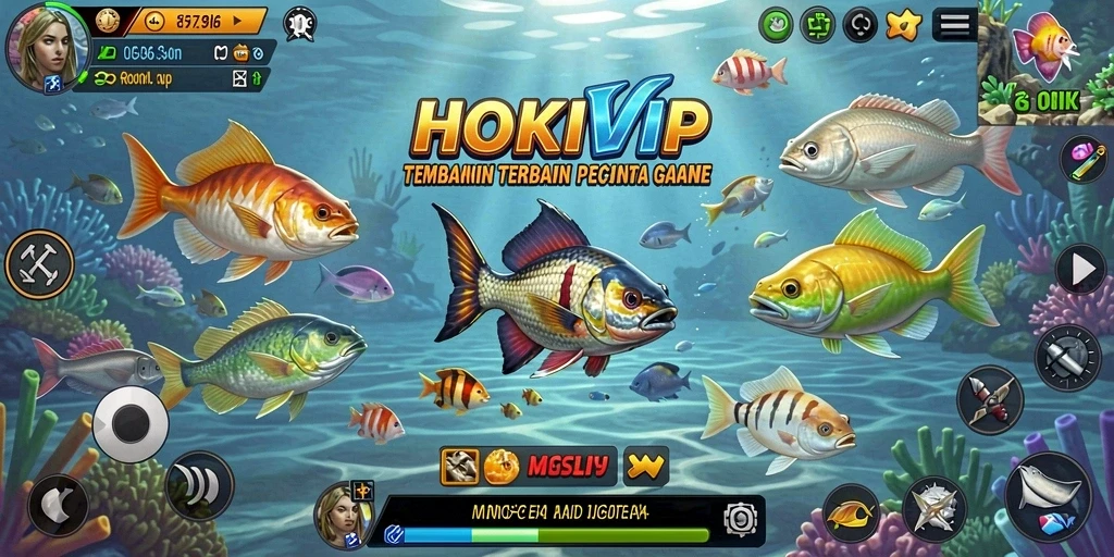 Tampilan gameplay HOKIVIP dengan aksi seru menangkap ikan.