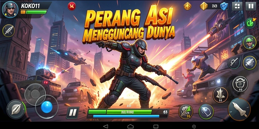 Tangkapan layar gameplay KOKO11 yang menampilkan aksi mendebarkan dalam pertempuran.