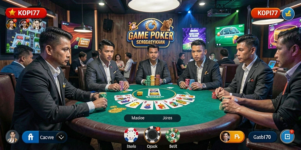 Tampilan gameplay KOPI77 yang mendebarkan dalam permainan poker.