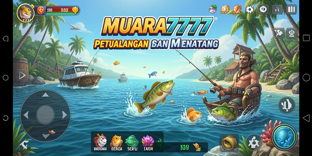Tampilan menakjubkan dari gameplay <strong>MUARA777</strong> saat menangkap ikan.