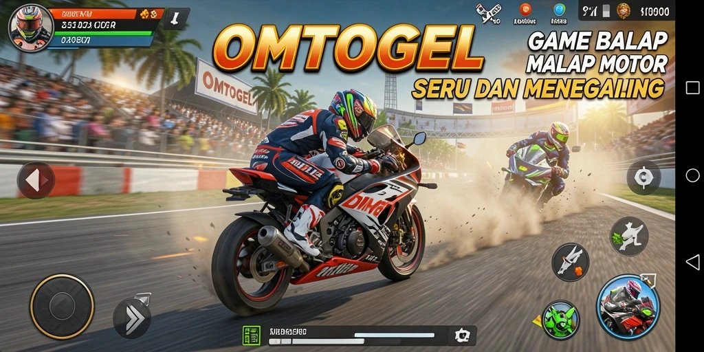Gambaran gameplay seru dalam balapan motor di OMTOGEL.