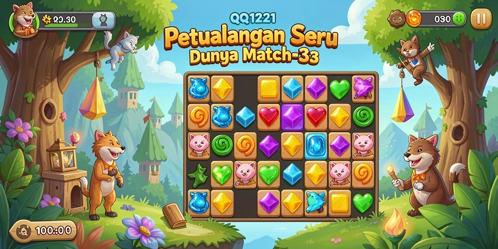 Tampilan menakjubkan dari gameplay Match-3 di QQ1221.