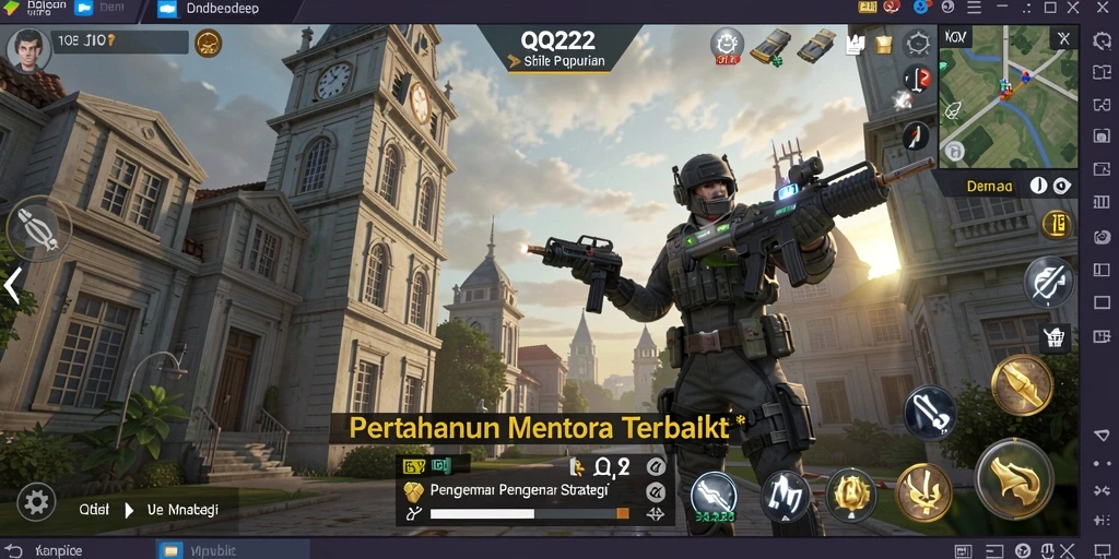 Tampilan gameplay QQ222 yang menegangkan dalam pertarungan Tower Defense.