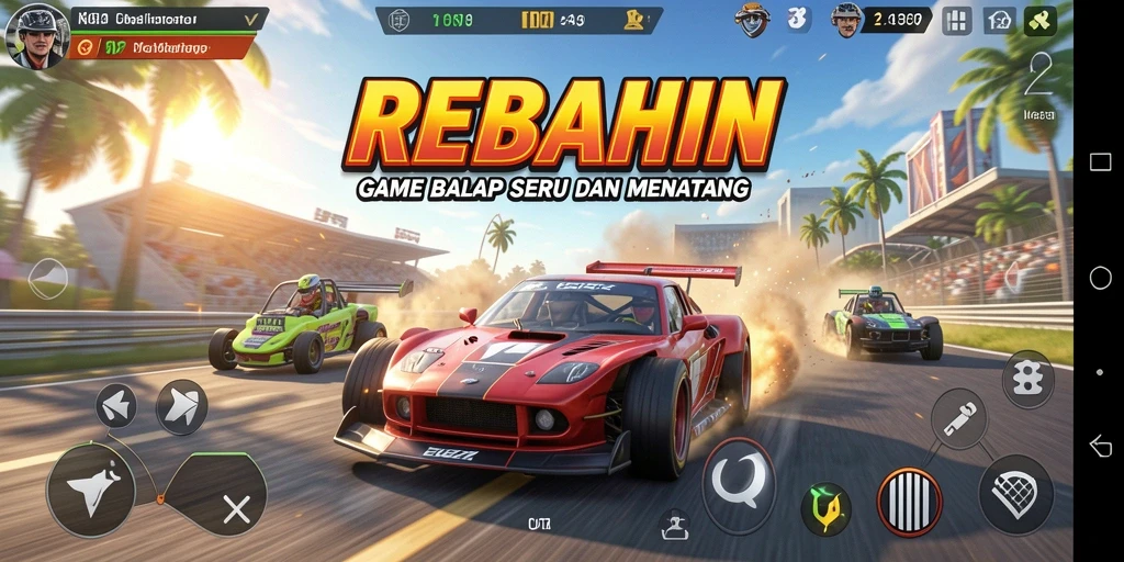 Gameplay seru penuh aksi dalam balapan REBAHIN.