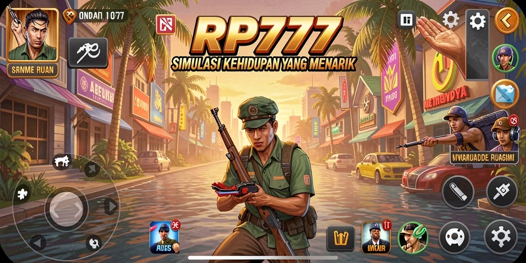 Screenshot utama RP777 menunjukkan pengalaman simulasi kehidupan yang mendalam.