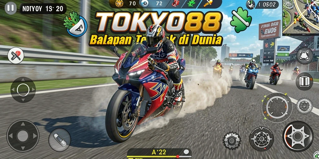 Gameplay seru TOKYO88 dengan balap motor yang mendebarkan.