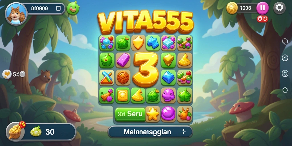 Tampilan gameplay menarik dari VITA555 dengan tantangan Match-3.